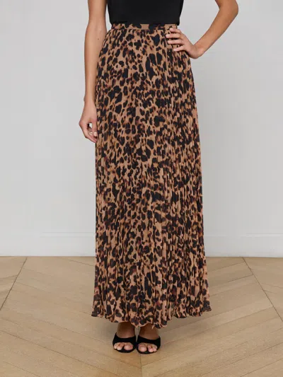 L'agence Torin Leopard Pleated Maxi Skirt In Multi
