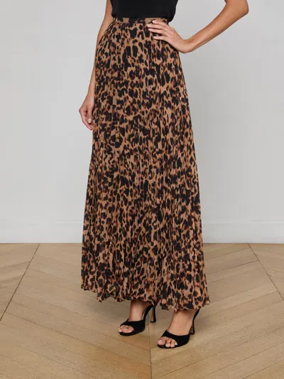 L'agence Torin Leopard Pleated Maxi Skirt In Multi