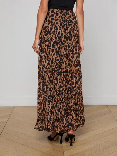 L'agence Torin Leopard Pleated Maxi Skirt In Multi