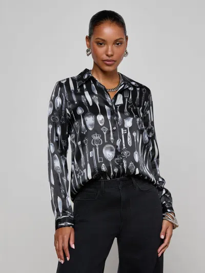 L'agence Tyler Silk Printed Blouse In Animal Print