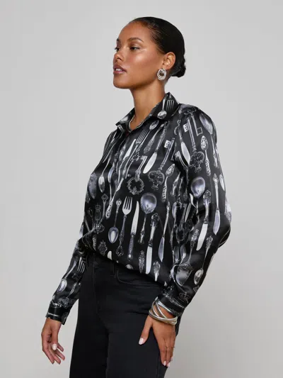 L'agence Tyler Silk Printed Blouse In Animal Print