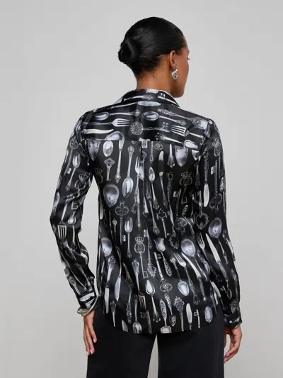 L'agence Tyler Silk Printed Blouse In Animal Print