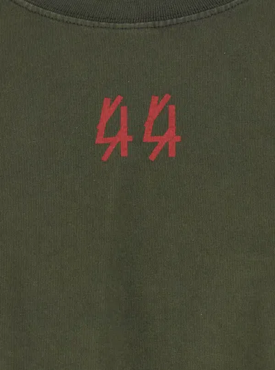 44 Label Group Green Crewneck T-shirt With Dropped Shoulders And Logo Print On Front And Rear In Cotton Man In Green
