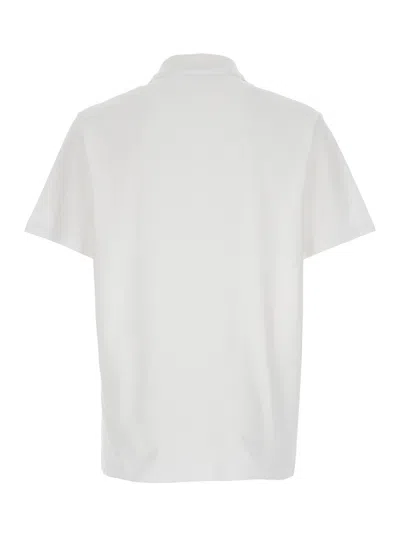 Apc A.p.c. Men White Polo Shirt With Classic Collar And Logo Embroidery On The Front In Cotton Man In White