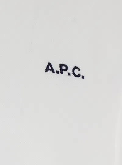 Apc A.p.c. Men White Polo Shirt With Classic Collar And Logo Embroidery On The Front In Cotton Man In White