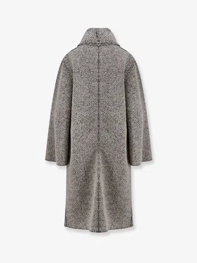 Alberta Ferretti Women Boucle Coat With Herringbone Pattern In Green