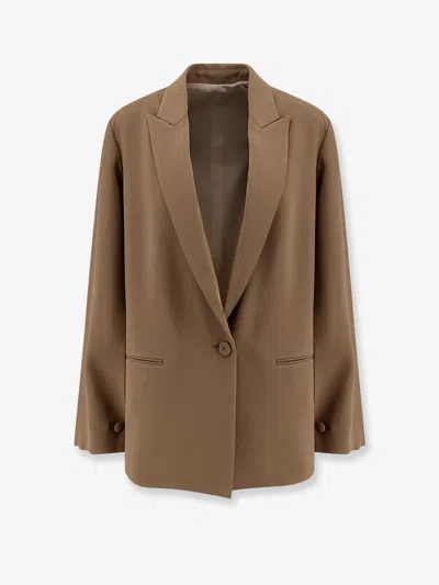Alberta Ferretti Women Cady Blazer With Cut Out Sleeves In Brown
