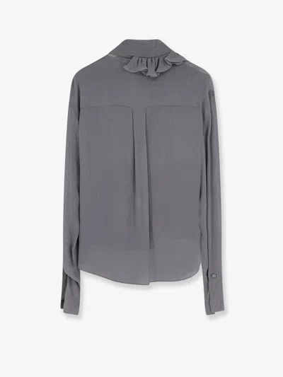 Alberta Ferretti Women Crepe Shirt With Rouches In Gray