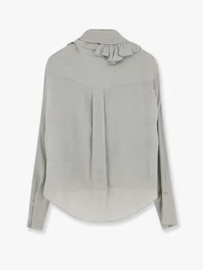Alberta Ferretti Women Crepe Shirt With Rouches In Green