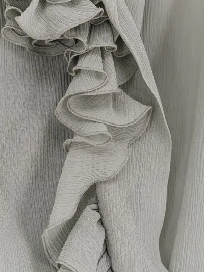 Alberta Ferretti Women Crepe Shirt With Rouches In Green