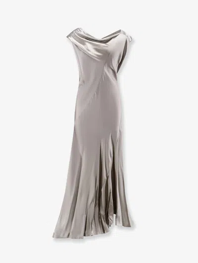 Alberta Ferretti Women Satin Long Dress In Gray