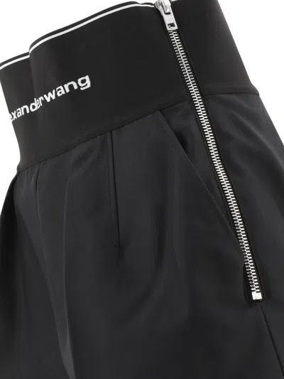 Alexander Wang Women Safari Short With Exposed Zipper And Logo Elastic In Black