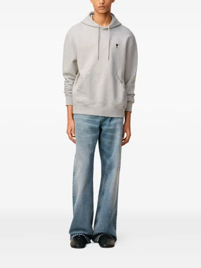 Ami Alexandre Mattiussi Ami Classic Crewneck Sweater With Ribbed Cuffs In Gray