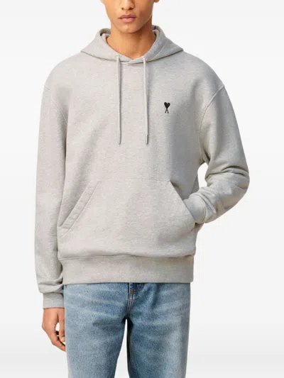 Ami Alexandre Mattiussi Ami Classic Crewneck Sweater With Ribbed Cuffs In Gray