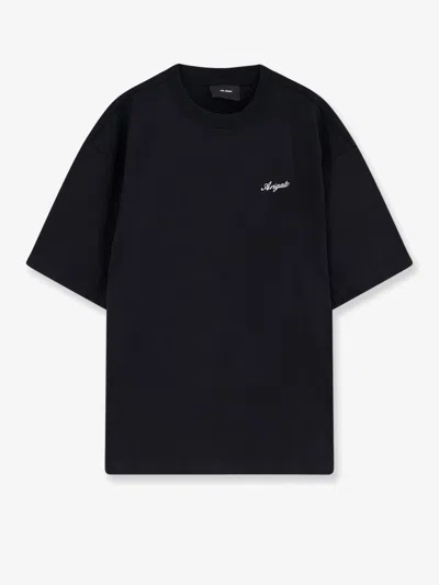 Axel Arigato Men Black T-shirt With Embroidered Lettering Logo On The Front In Cotton Man In Black