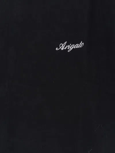 Axel Arigato Men Black T-shirt With Embroidered Lettering Logo On The Front In Cotton Man In Black
