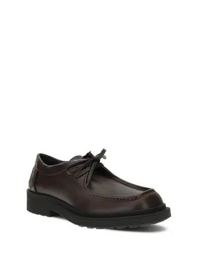 Bottega Veneta Round Toe Leather Lace-up Shoes For Men In Brown