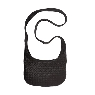Bottega Veneta Brown Veneto Crossbody Bag In Black