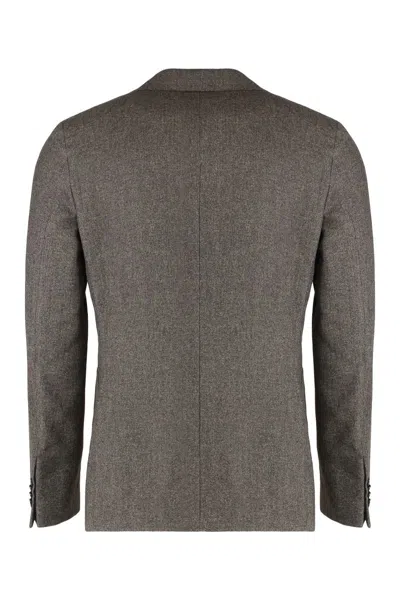 Zegna Single-breasted Jacket In Wool Blend In Brown