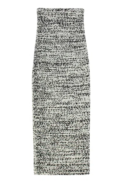 Alberta Ferretti Gonna Midi In Bouclé Knit In Black