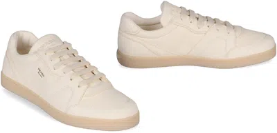 Prada Low-top Leather Sneakers In Neutral