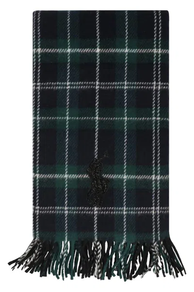Polo Ralph Lauren Scottish Scarf In Wool In Blue