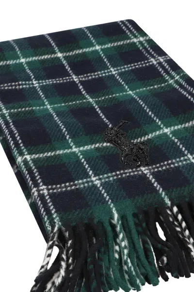 Polo Ralph Lauren Scottish Scarf In Wool In Blue