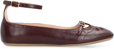 Chloé Flat Shoe With Burnished Look Made In Italy In Purple