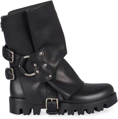 Dolce & Gabbana Dolce&gabbana Women Ankle Boot In Rubber And Leather In Black