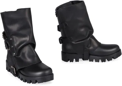 Dolce & Gabbana Dolce&gabbana Women Ankle Boot In Rubber And Leather In Black