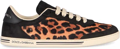 Dolce & Gabbana Women Printed Calf Hair Saint Tropez Light Sneakers In Animal Print