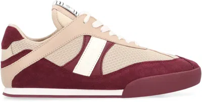 Chloé Kick Mixed Leather Retro Low-top Sneakers In Burgundy