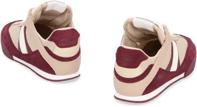 Chloé Kick Mixed Leather Retro Low-top Sneakers In Burgundy