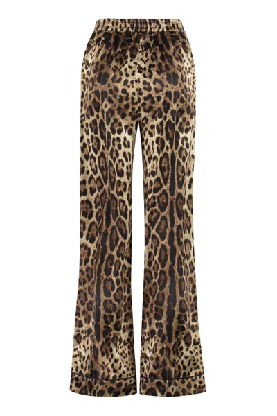 Dolce & Gabbana Printed Silk Pants In Multi
