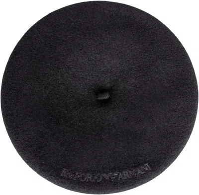 Emporio Armani Round Wool Hat Embellished Design In Black