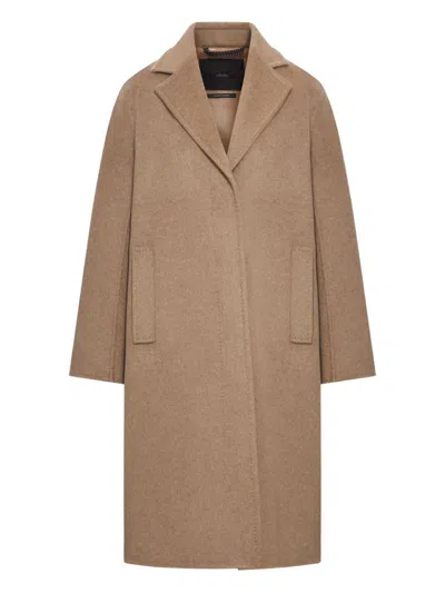 Max Mara Cashmere Coat With Notched Lapels And Pockets In Multi