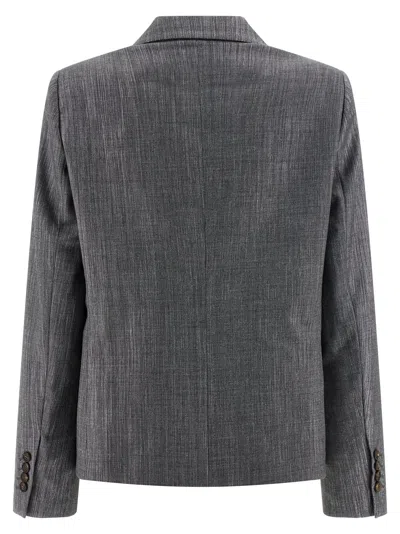 Brunello Cucinelli Blazer Twill Sparkling Blazers Silver In Gray