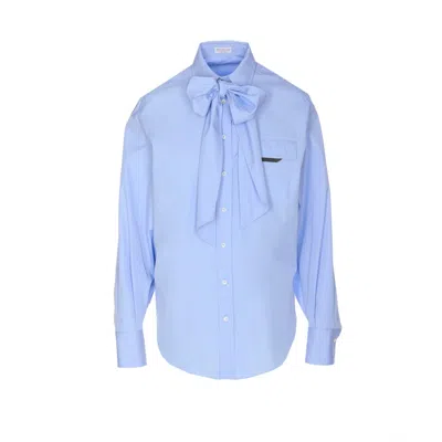 Brunello Cucinelli Bow Pocket Long Sleeve Shirt In Blue