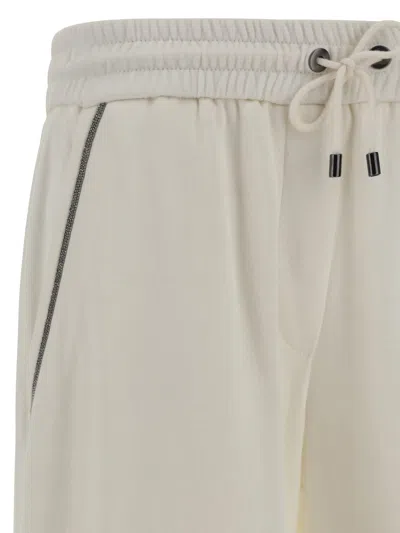 Brunello Cucinelli Women Pants With Embellishments In White