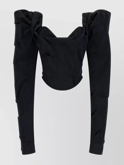 Vivienne Westwood Long Sleeve Corset Top With Structured Shoulders In Black