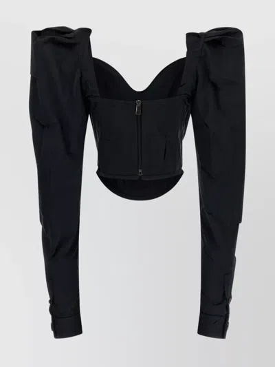 Vivienne Westwood Long Sleeve Corset Top With Structured Shoulders In Black