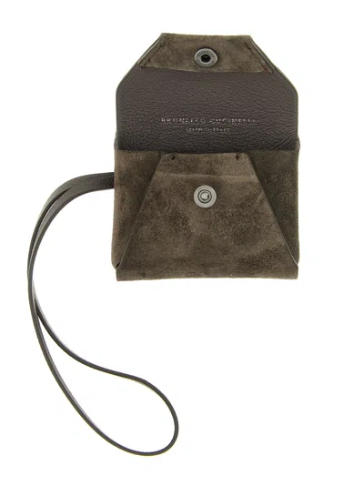 Brunello Cucinelli Letter-envelope Suede Bag Charm In Brown