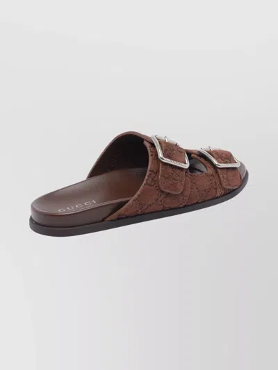 Gucci Suede Slide Sandals Open Toe In Brown