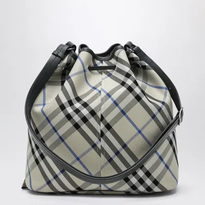 Burberry Medium Bucket Bag With Lichen-colour Check Pattern Women In Green
