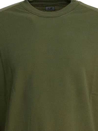 C.p. Company Crew Neck Knitwear With Ribbed Cuffs And Pocket In Green