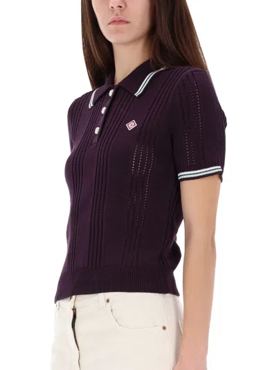 Casablanca Cotton Knit Polo Shirt In Purple