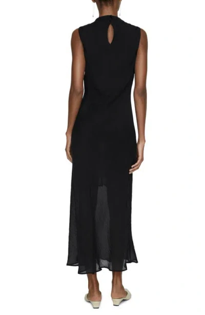 Mango Sleeveless Cowl Neck Maxi Dress In Black