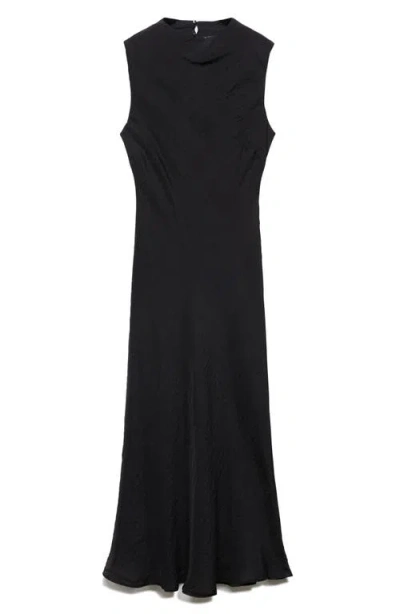Mango Sleeveless Cowl Neck Maxi Dress In Black