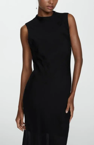 Mango Sleeveless Cowl Neck Maxi Dress In Black