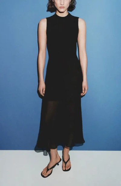 Mango Sleeveless Cowl Neck Maxi Dress In Black